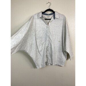 Rivet & Thread Womens Oversized Dolman Sleeve Button Up Shirt Large 100% Cotton